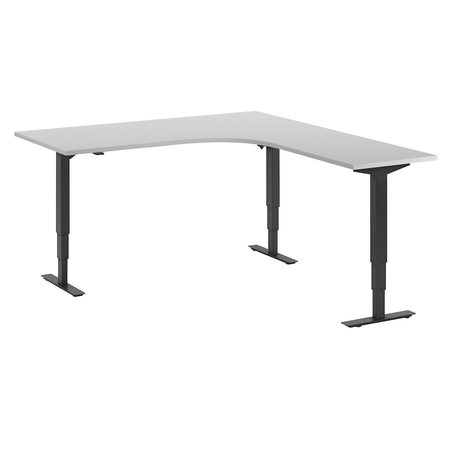 Atlanta desk, electrically height adjustable, L-shaped, WxD 1800 x 2000 mm, light grey/black, right.