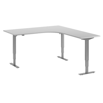 Atlanta desk, electrically height adjustable, L-shaped, WxD 1800 x 2000 mm, light grey/silver, right.