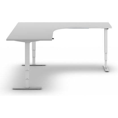 Atlanta desk, electrically height adjustable, L-shaped, WxD 1800 x 2000 mm, light grey/white, right.