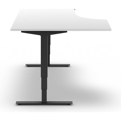 Atlanta desk, electrically height adjustable, corner, WxD 1800 x 1200 mm, white/black, left.