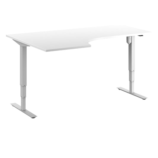 Atlanta desk, electrically height adjustable, corner, WxD 1800 x 1200 mm, white/white, left.