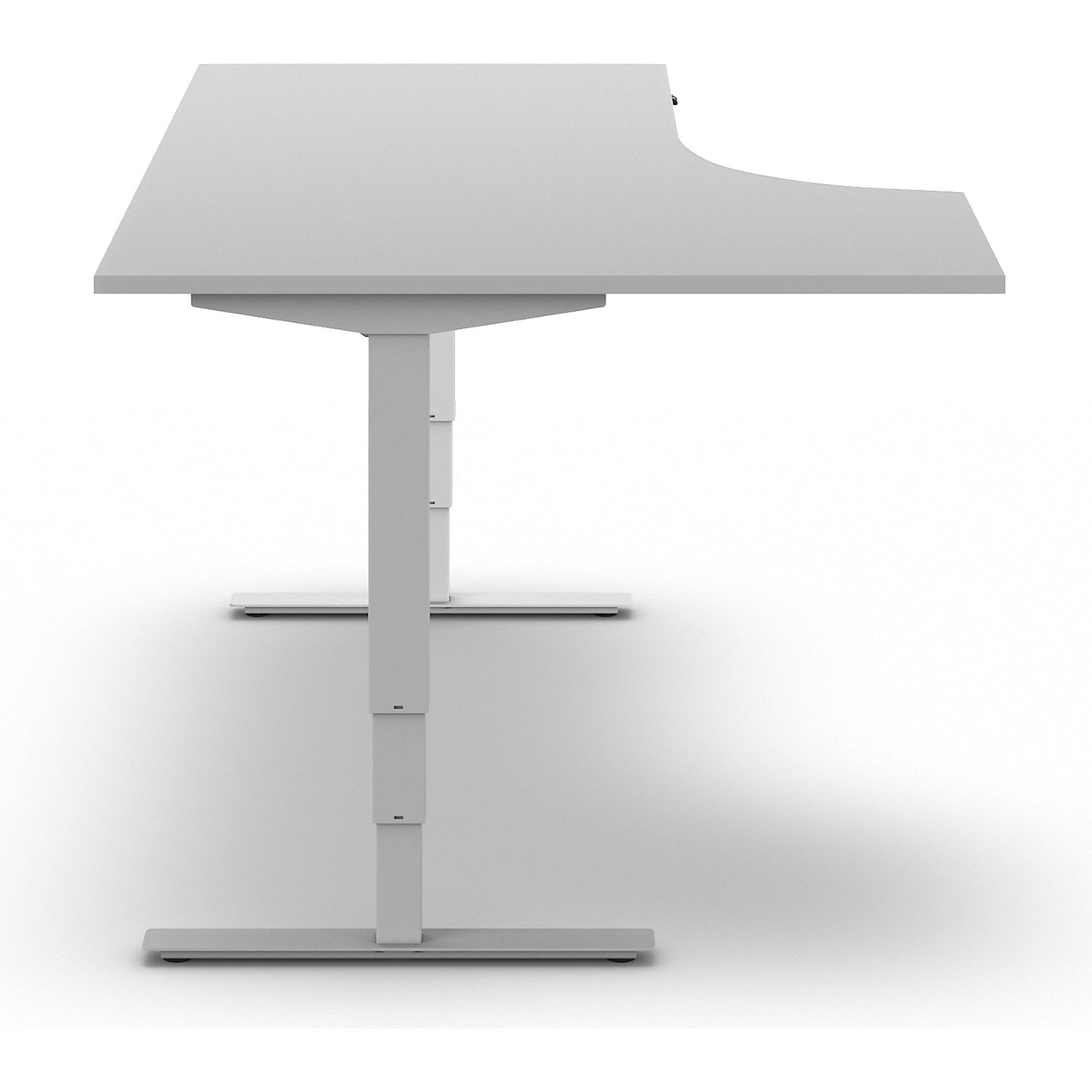 Atlanta desk, electrically height adjustable, corner, WxD 1800 x 1200 mm, light grey/white, left.