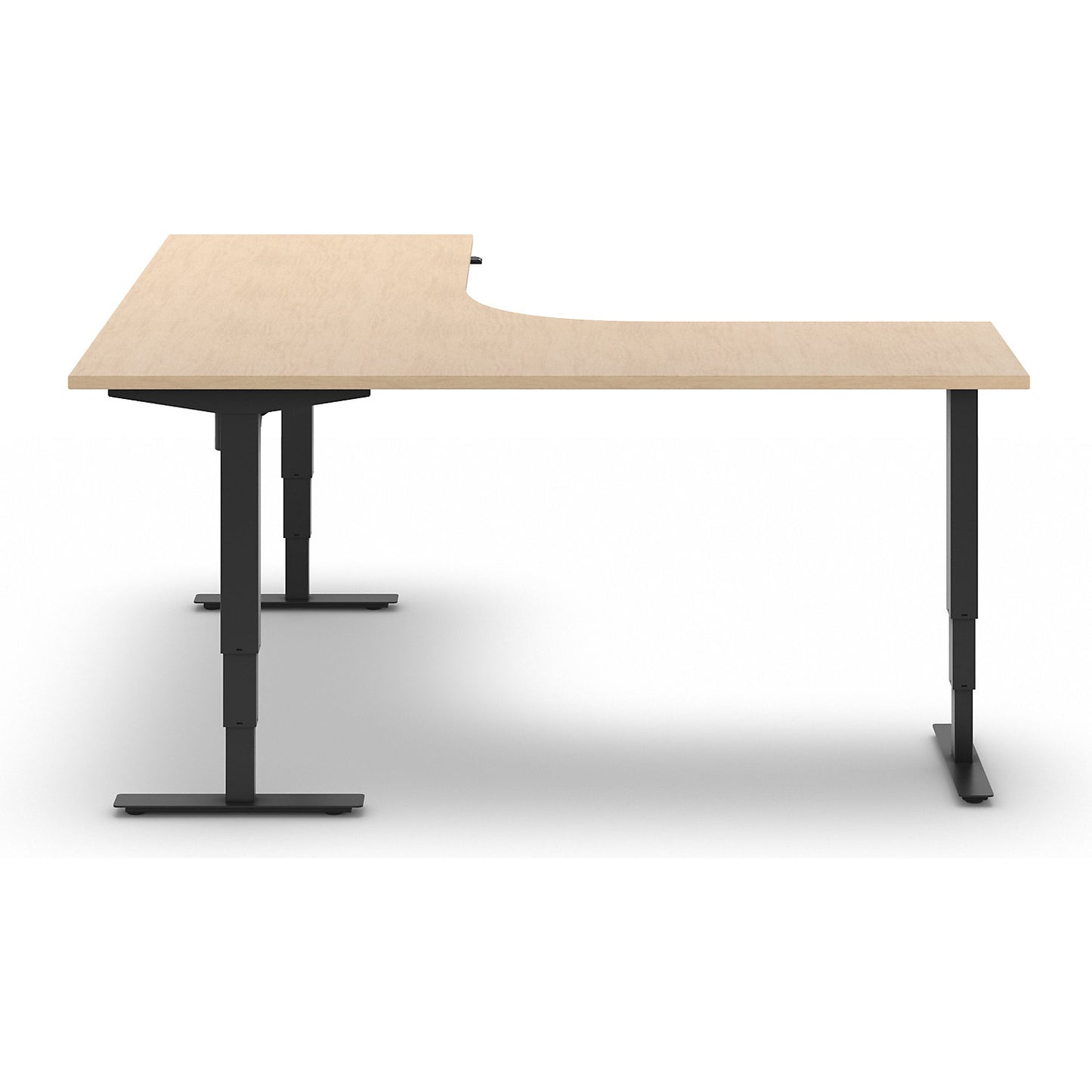 Atlanta desk, electrically height adjustable, L-shaped, WxD 1800 x 2000 mm, birch/black, left.