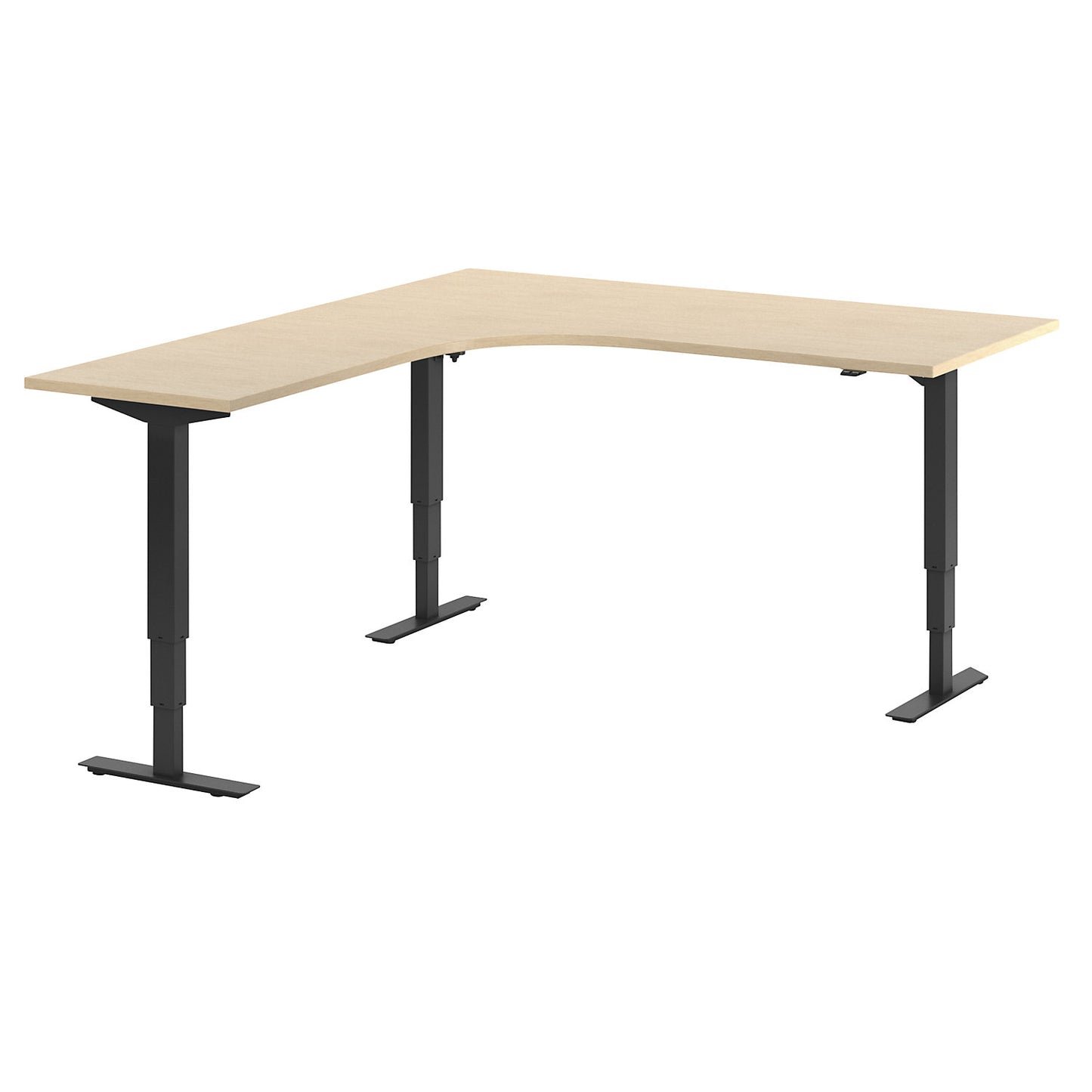 Atlanta desk, electrically height adjustable, L-shaped, WxD 1800 x 2000 mm, birch/black, left.
