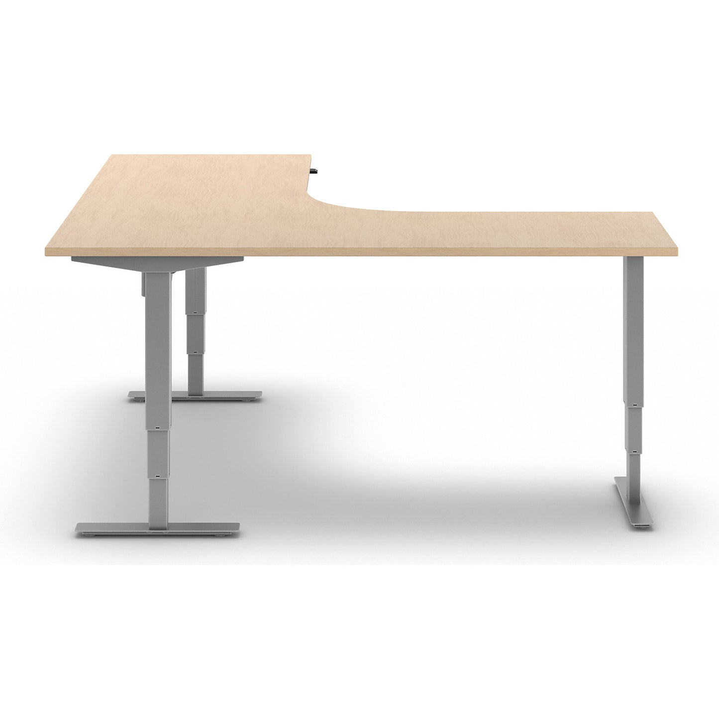 Atlanta desk, electrically height adjustable, L-shaped, WxD 1800 x 2000 mm, birch/silver, left.