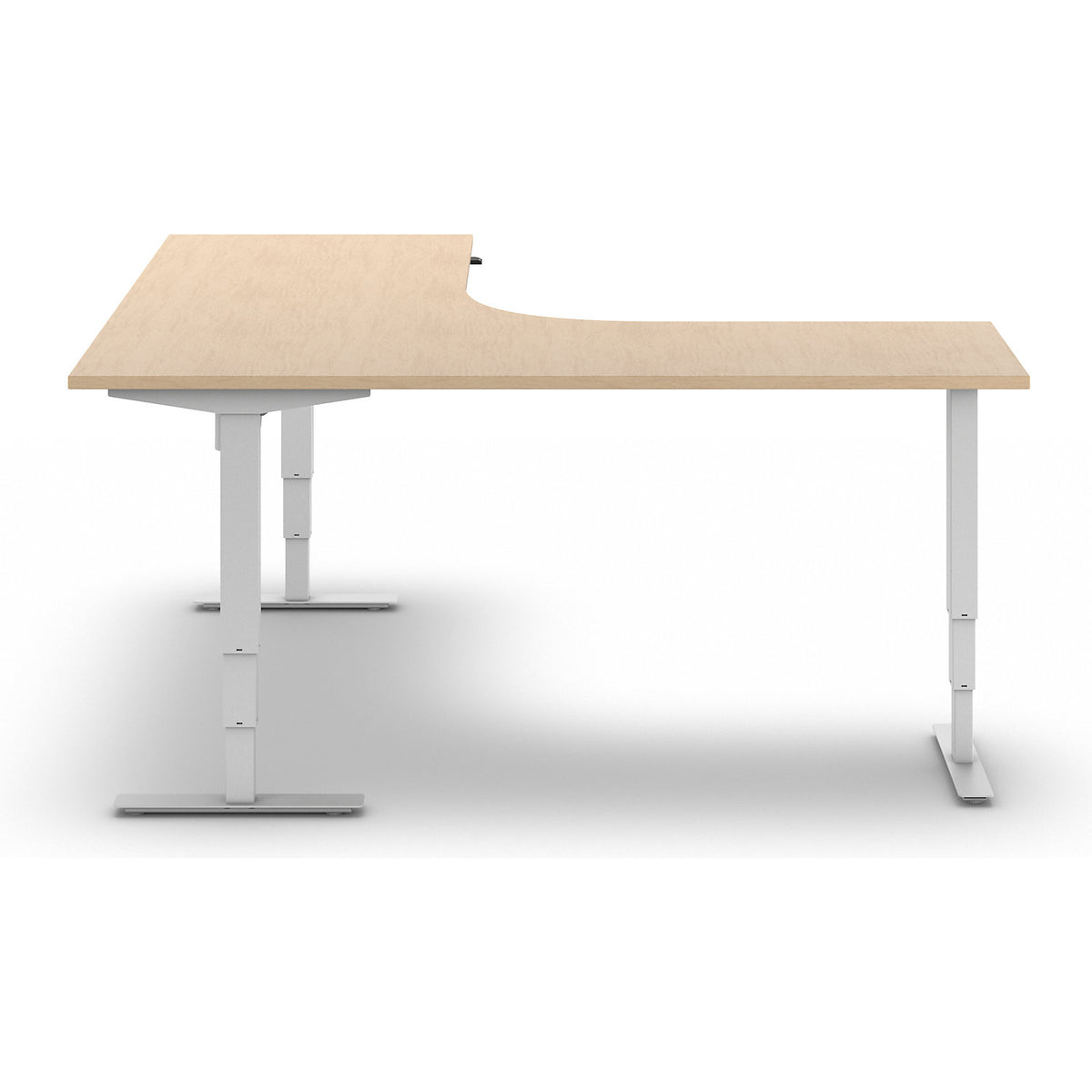 Atlanta desk, electrically height adjustable, L-shaped, WxD 1800 x 2000 mm, birch/white, left.