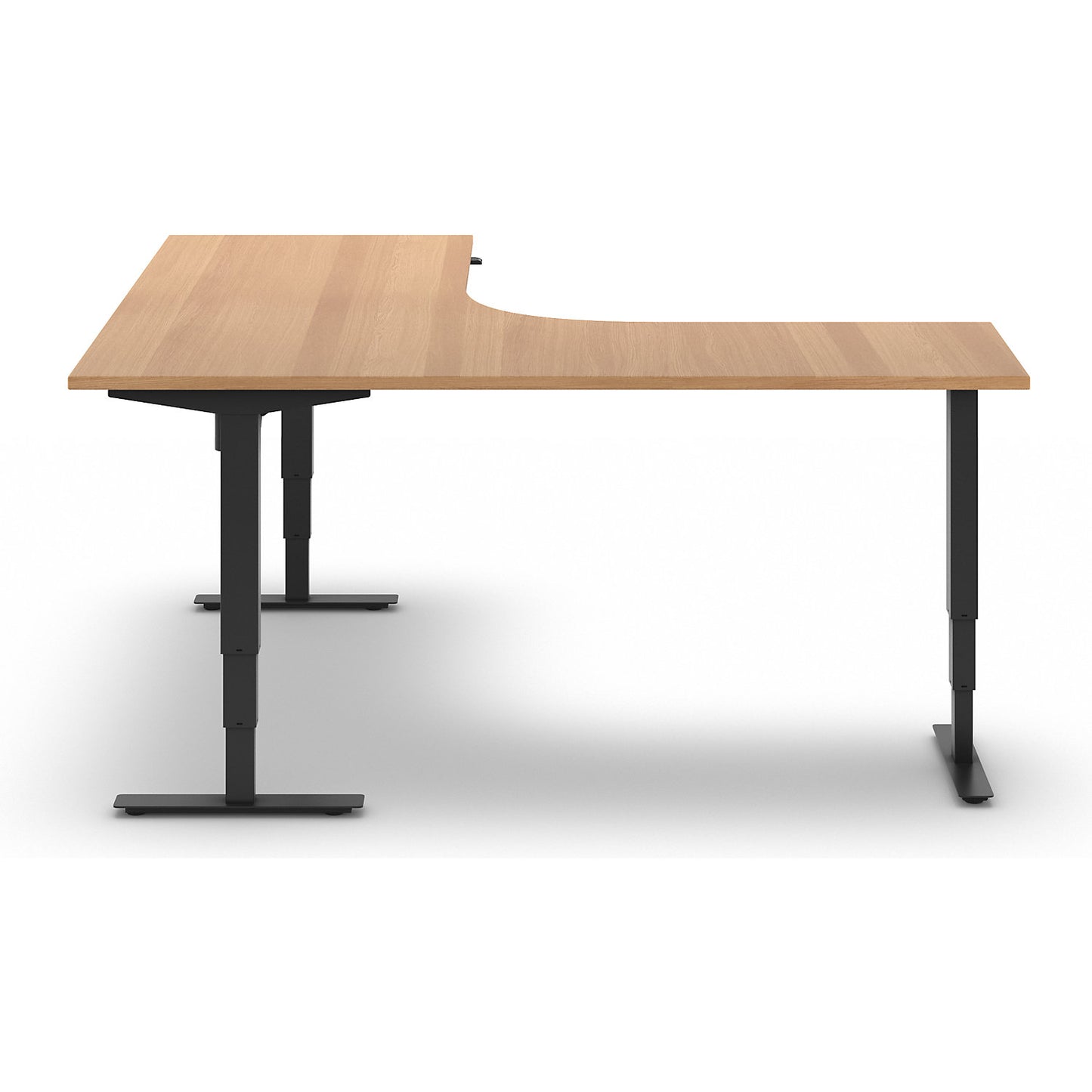 Atlanta desk, electrically height adjustable, L-shaped, WxD 1800 x 2000 mm, beech/black, left.