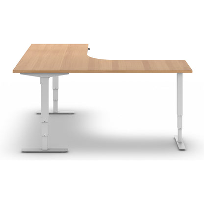 Atlanta desk, electrically height adjustable, L-shaped, WxD 1800 x 2000 mm, beech/white, left.