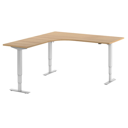 Atlanta desk, electrically height adjustable, L-shaped, WxD 1800 x 2000 mm, beech/white, left.