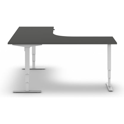 Atlanta desk, electrically height adjustable, L-shaped, WxD 1800 x 2000 mm, dark grey/white, left.