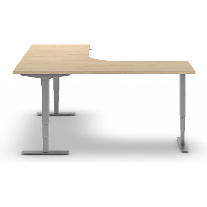 Atlanta desk, electrically height adjustable, L-shaped, WxD 1800 x 2000 mm, oak/silver, left.