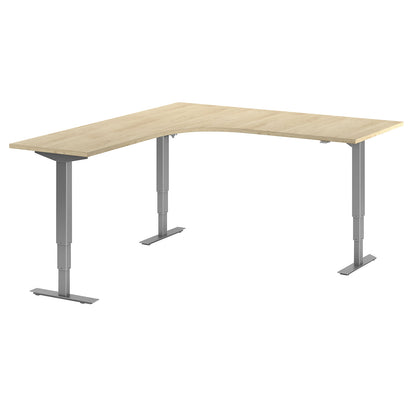 Atlanta desk, electrically height adjustable, L-shaped, WxD 1800 x 2000 mm, oak/silver, left.