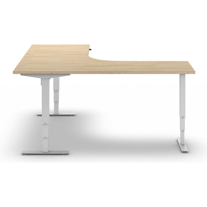 Atlanta desk, electrically height adjustable, L-shaped, WxD 1800 x 2000 mm, oak/white, left.