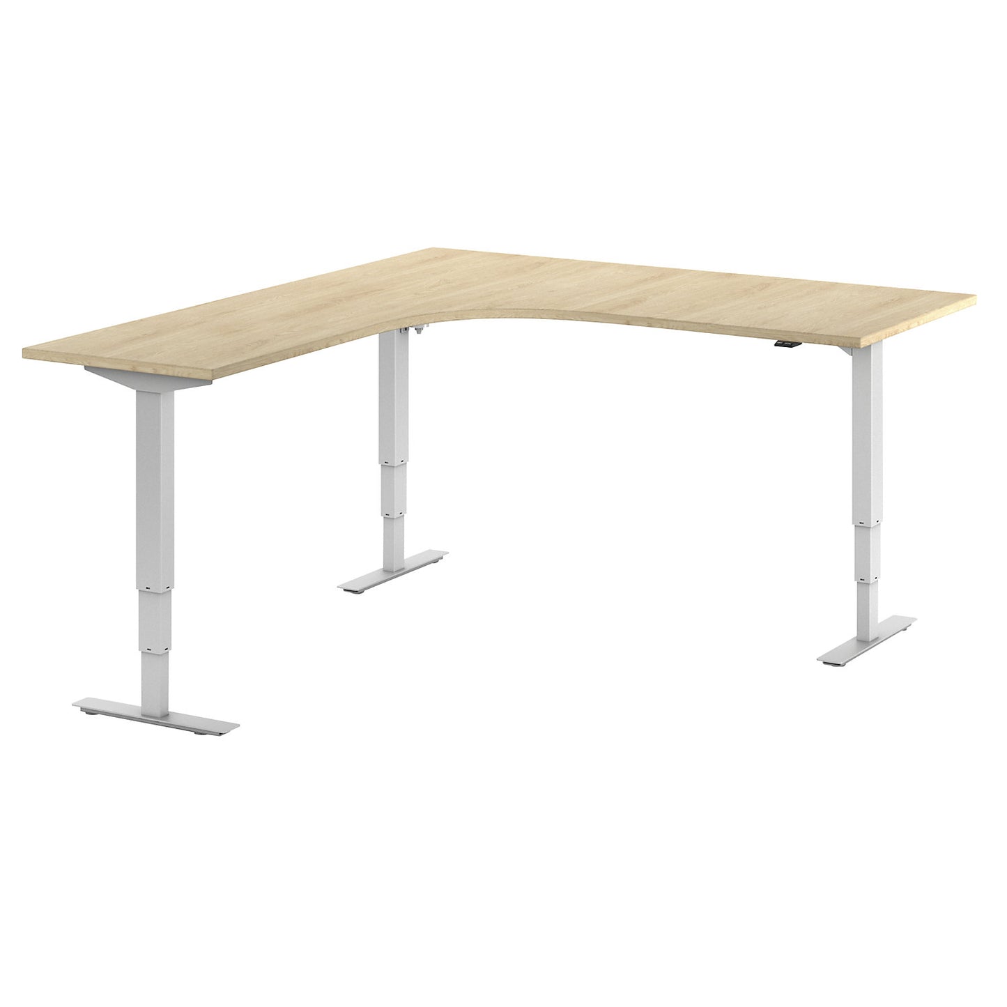 Atlanta desk, electrically height adjustable, L-shaped, WxD 1800 x 2000 mm, oak/white, left.