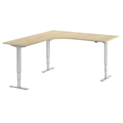 Atlanta desk, electrically height adjustable, L-shaped, WxD 1800 x 2000 mm, oak/white, left.