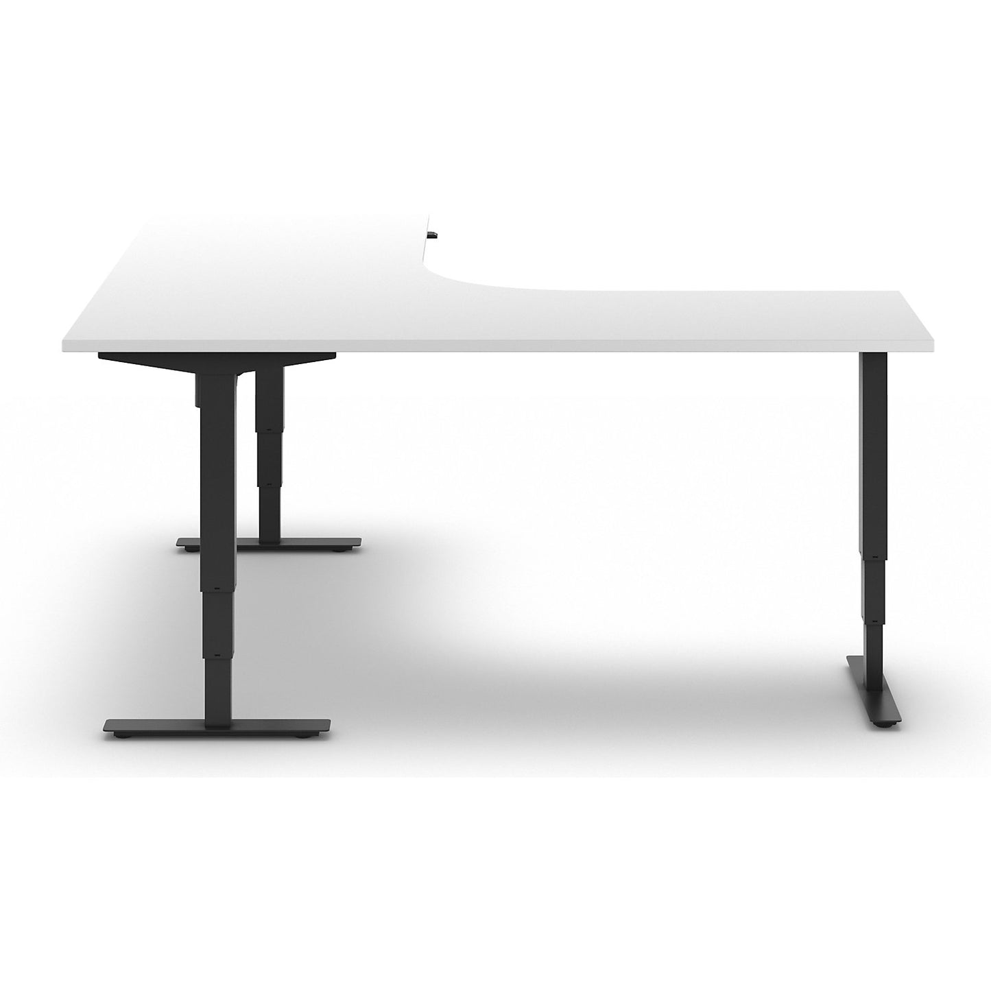 Atlanta desk, electrically height adjustable, L-shaped, WxD 1800 x 2000 mm, white/black, left.