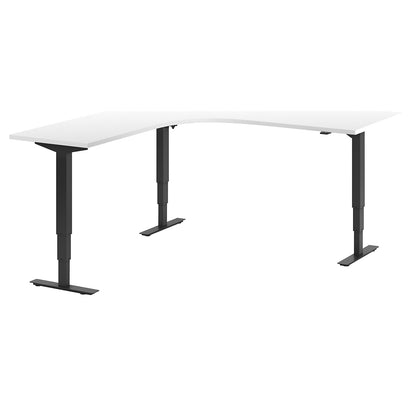 Atlanta desk, electrically height adjustable, L-shaped, WxD 1800 x 2000 mm, white/black, left.