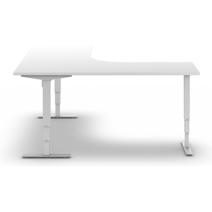 Atlanta desk, electrically height adjustable, L-shaped, WxD 1800 x 2000 mm, white/white, left.