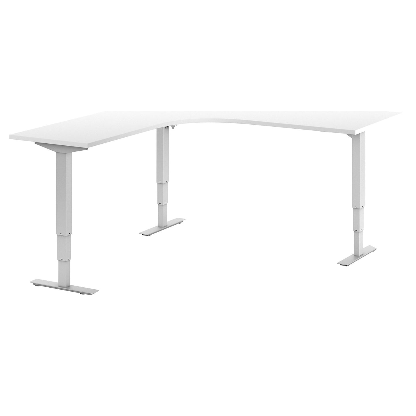 Atlanta desk, electrically height adjustable, L-shaped, WxD 1800 x 2000 mm, white/white, left.