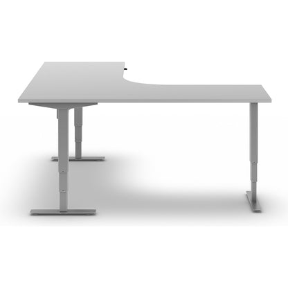Atlanta desk, electrically height adjustable, L-shaped, WxD 1800 x 2000 mm, light grey/silver, left.
