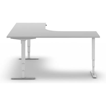 Atlanta desk, electrically height adjustable, L-shaped, WxD 1800 x 2000 mm, light grey/white, left.