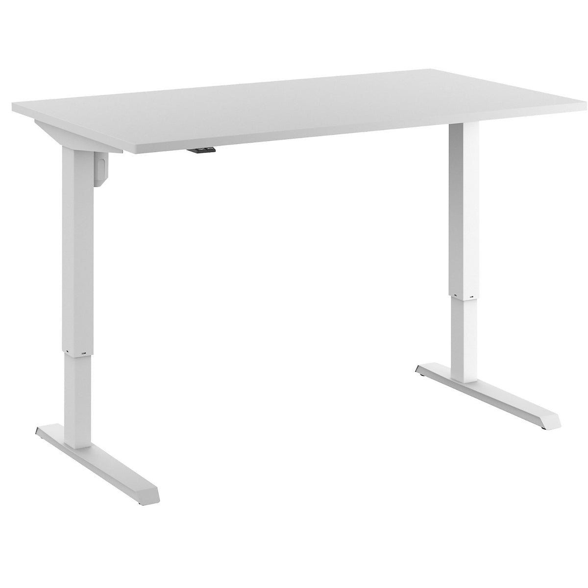 Venla desk, electrically height adjustable, straight, WxD 1400 x 800 mm, light grey/white.