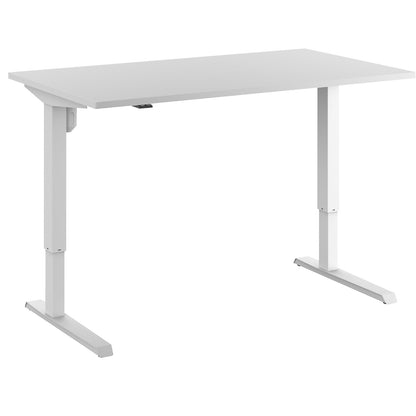 Venla desk, electrically height adjustable, straight, WxD 1400 x 800 mm, light grey/white.