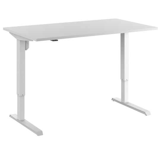 Venla desk, electrically height adjustable, straight, WxD 1400 x 800 mm, light grey/white.