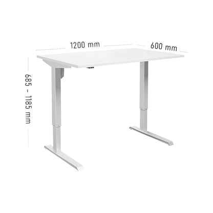Venla desk, electrically height adjustable, straight, WxD 1200 x 600 mm, white/white.