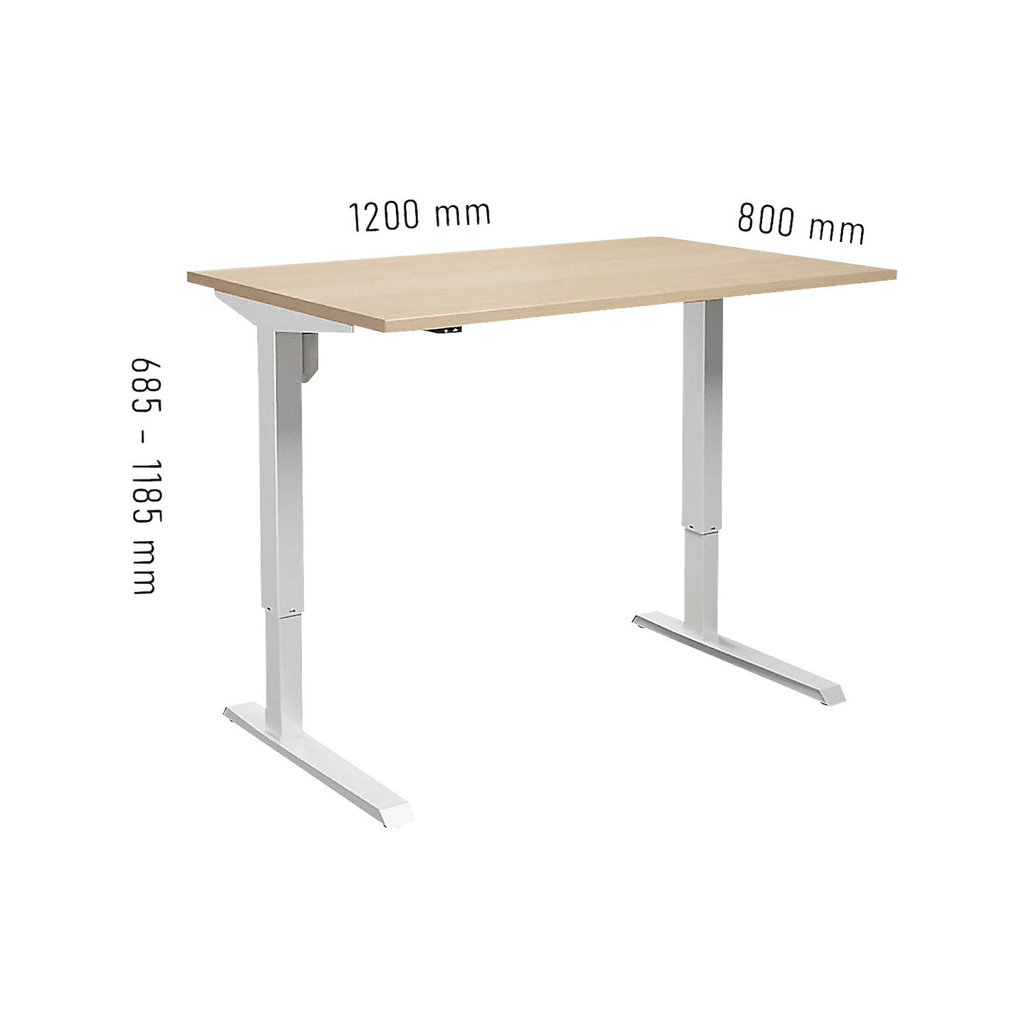 Venla desk, electrically height adjustable, straight, WxD 1200 x 800 mm, birch/white.