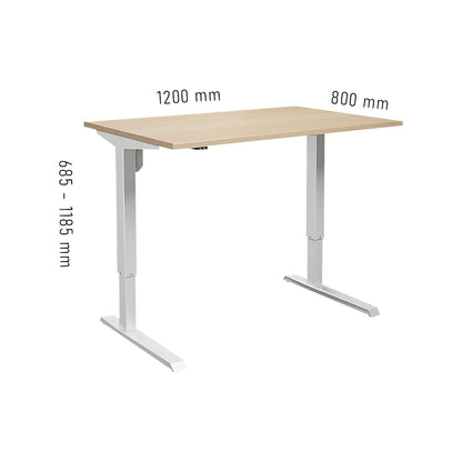Venla desk, electrically height adjustable, straight, WxD 1200 x 800 mm, birch/white.