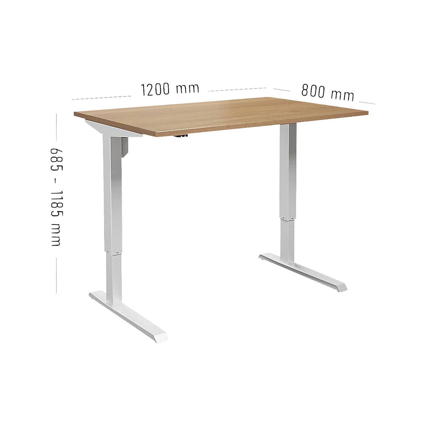 Venla desk, electrically height adjustable, straight, WxD 1200 x 800 mm, beech/white.