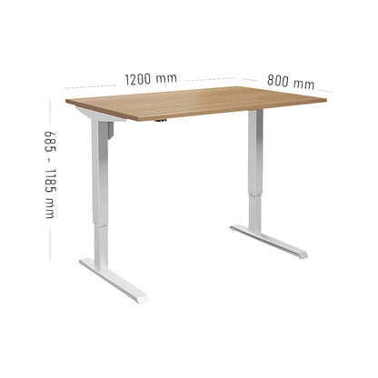 Venla desk, electrically height adjustable, straight, WxD 1200 x 800 mm, beech/white.