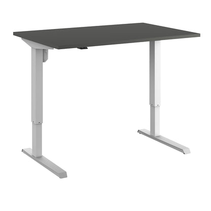 Venla desk, electrically height adjustable, straight, WxD 1200 x 800 mm, dark grey/white.