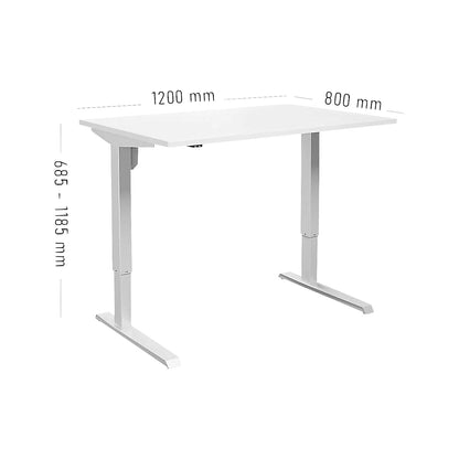 Venla desk, electrically height adjustable, straight, WxD 1200 x 800 mm, white/white.