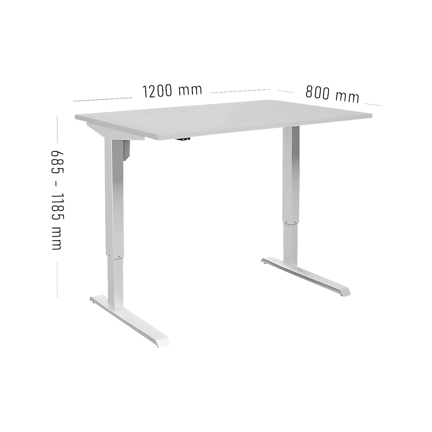 Venla desk, electrically height adjustable, straight, WxD 1200 x 800 mm, light grey/white.