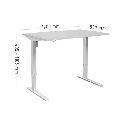 Venla desk, electrically height adjustable, straight, WxD 1200 x 800 mm, light grey/white.