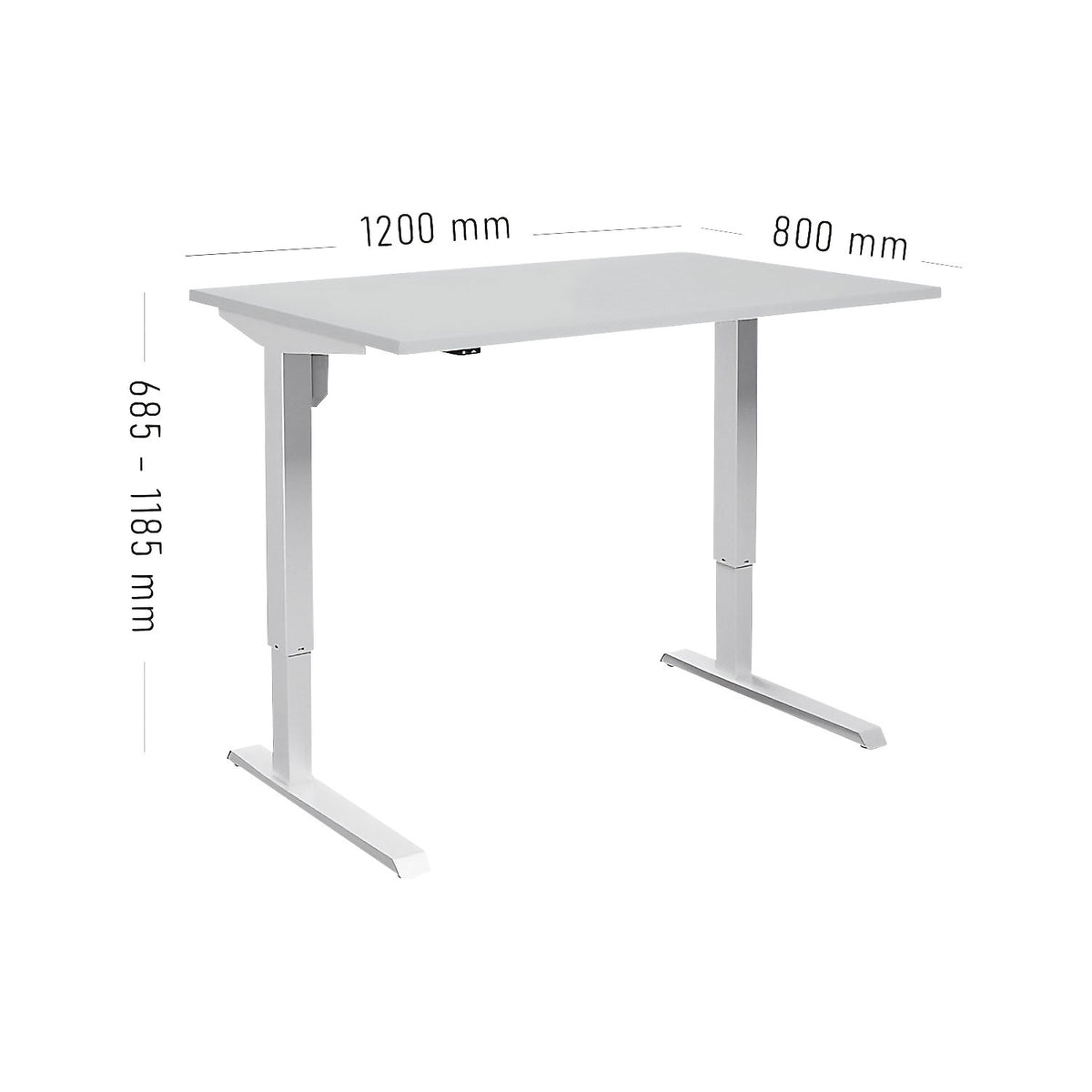 Venla desk, electrically height adjustable, straight, WxD 1200 x 800 mm, light grey/white.