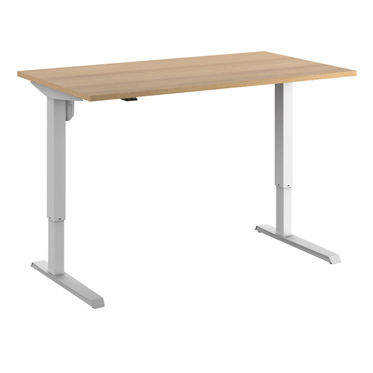 Venla desk, electrically height adjustable, straight, WxD 1400 x 800 mm, beech/white.