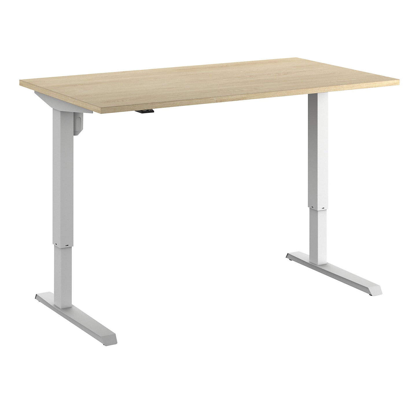 Venla desk, electrically height adjustable, straight, WxD 1400 x 800 mm, oak/white.