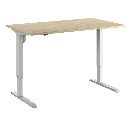 Venla desk, electrically height adjustable, straight, WxD 1400 x 800 mm, oak/white.