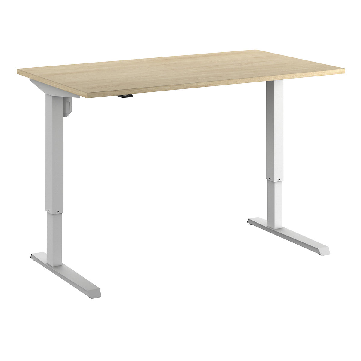Venla desk, electrically height adjustable, straight, WxD 1400 x 800 mm, oak/white.