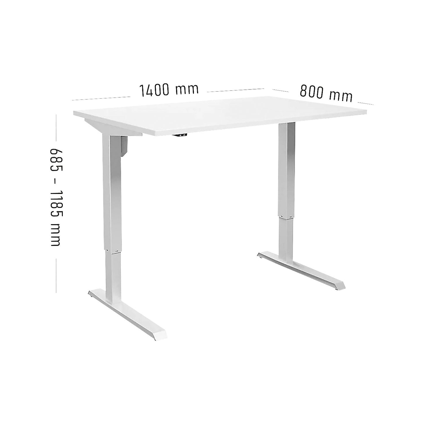 Venla desk, electrically height adjustable, straight, WxD 1400 x 800 mm, white/white.