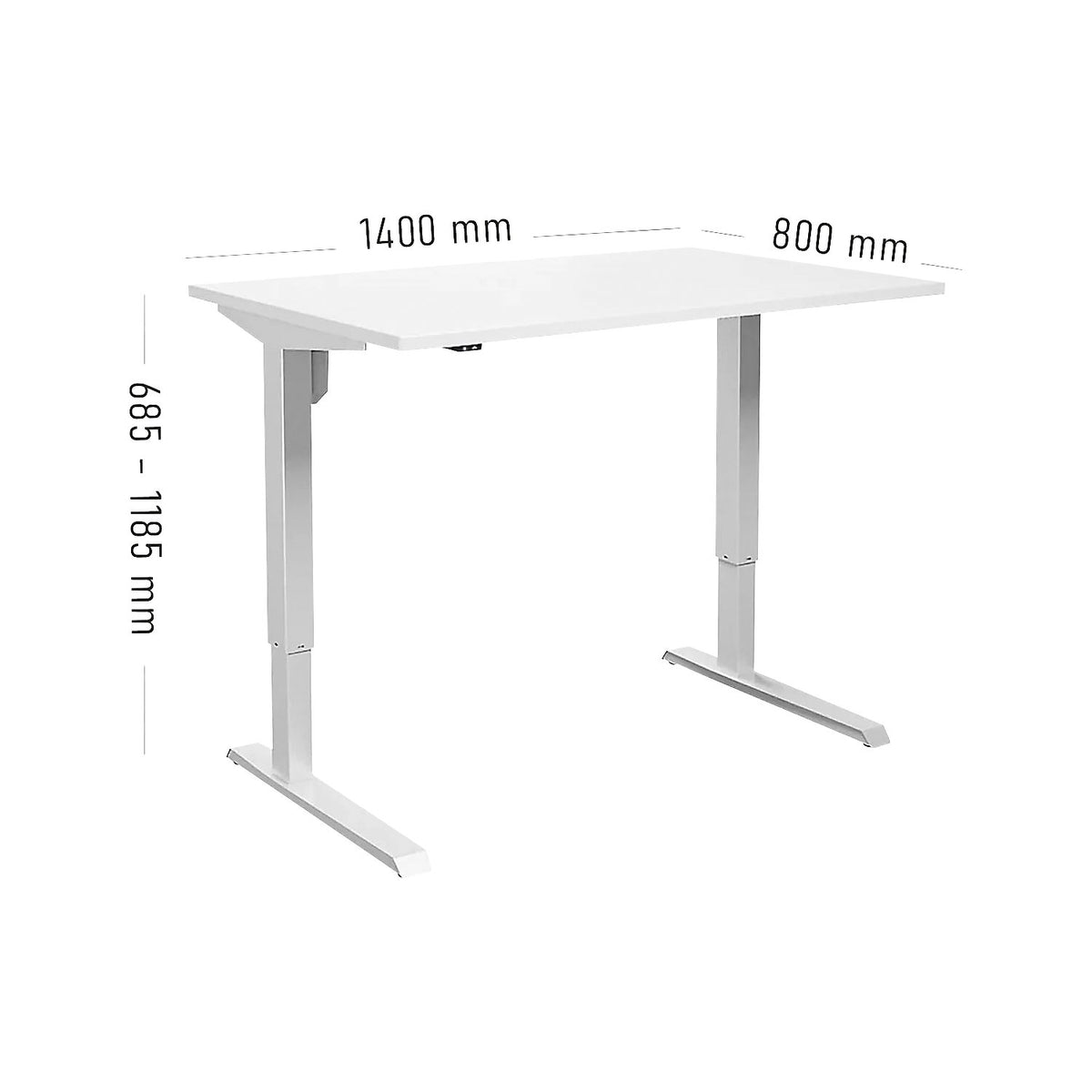 Venla desk, electrically height adjustable, straight, WxD 1400 x 800 mm, white/white.