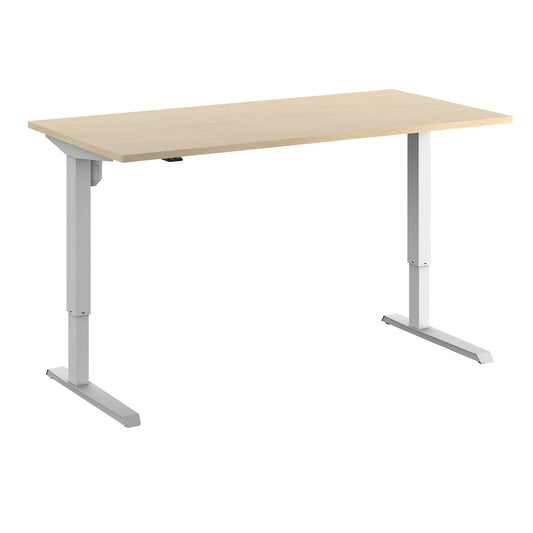 Venla desk, electrically height adjustable, straight, WxD 1600 x 800 mm, birch/white.