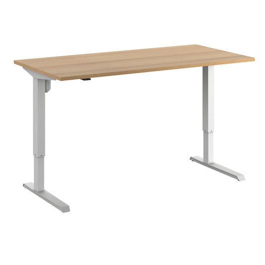 Venla desk, electrically height adjustable, straight, WxD 1600 x 800 mm, beech/white.