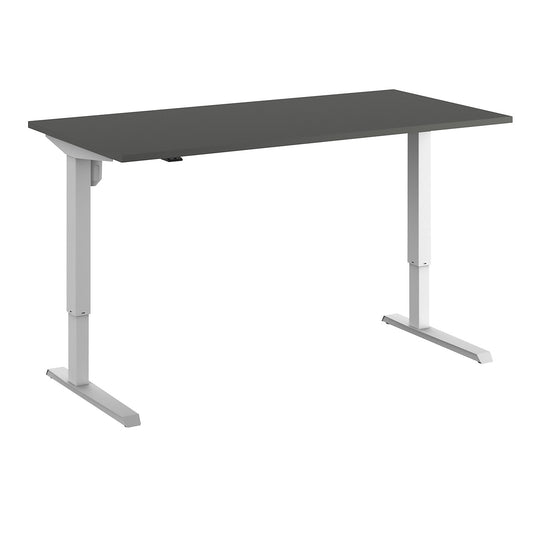 Venla desk, electrically height adjustable, straight, WxD 1600 x 800 mm, dark grey/white.