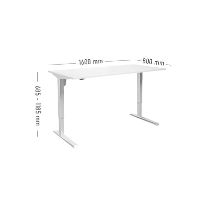 Venla desk, electrically height adjustable, straight, WxD 1600 x 800 mm, white/white.