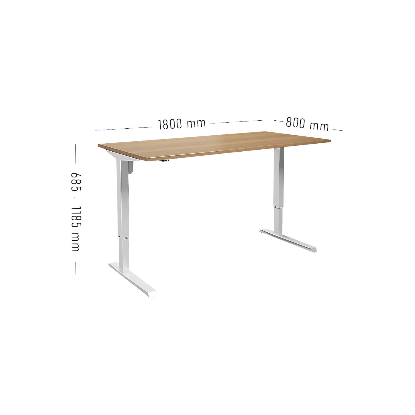 Venla desk, electrically height adjustable, straight, WxD 1800 x 800 mm, beech/white.