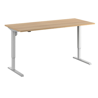 Venla desk, electrically height adjustable, straight, WxD 1800 x 800 mm, beech/white.